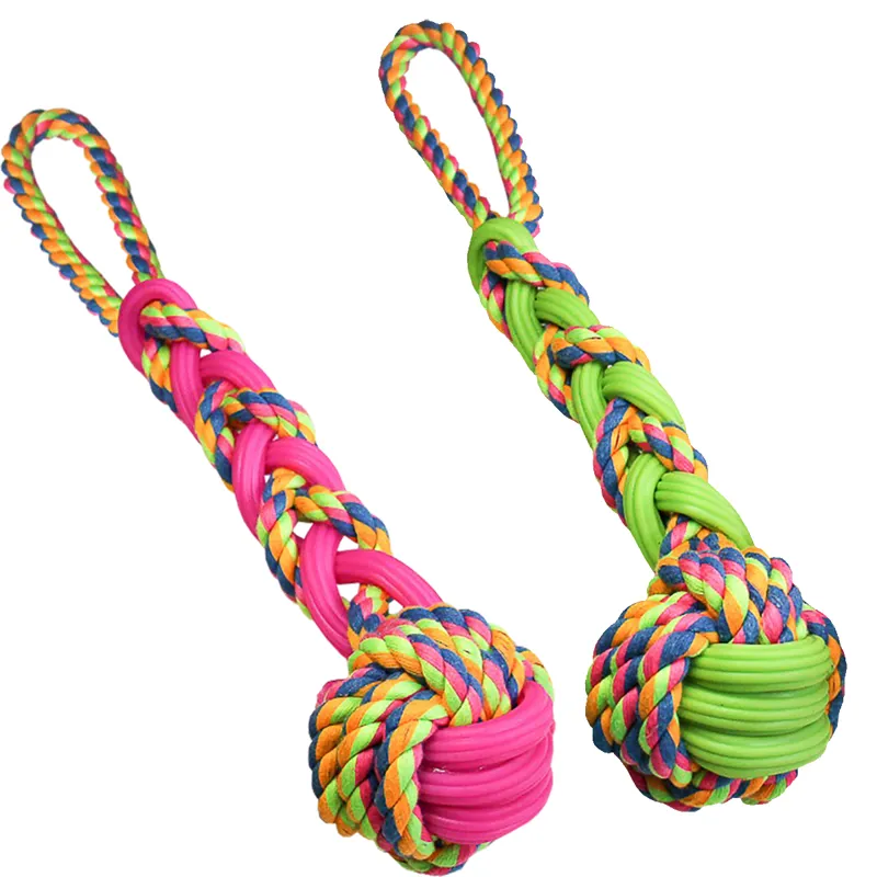 Hem and Boo Tough TPR Rope Interwoven Ball Toy - Mixed Colours